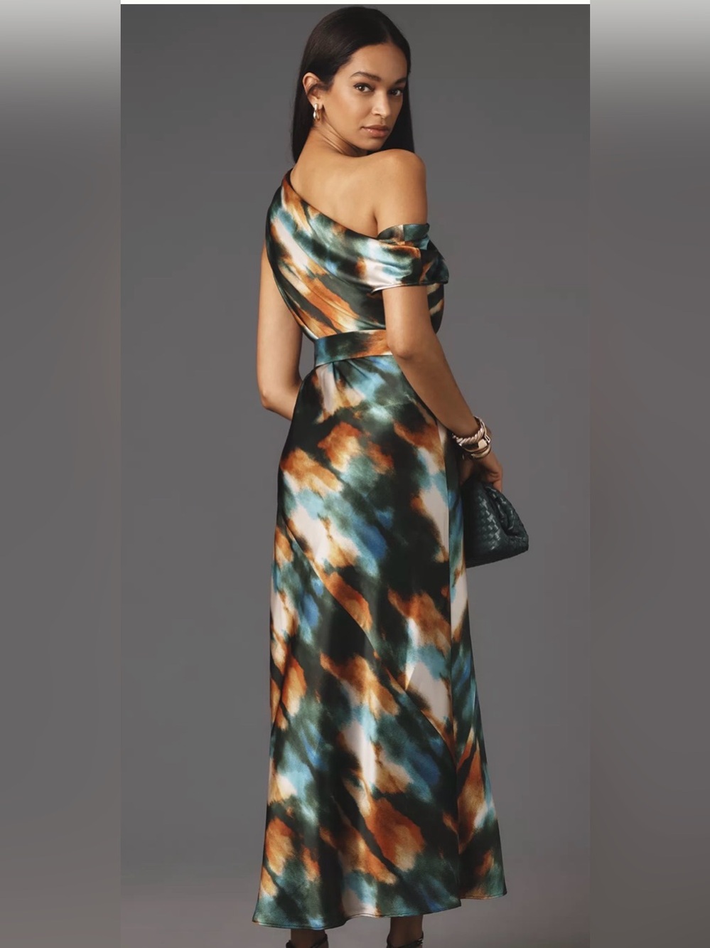 Acler Teal One-Shoulder Satin Dress - Picture 2 of 11